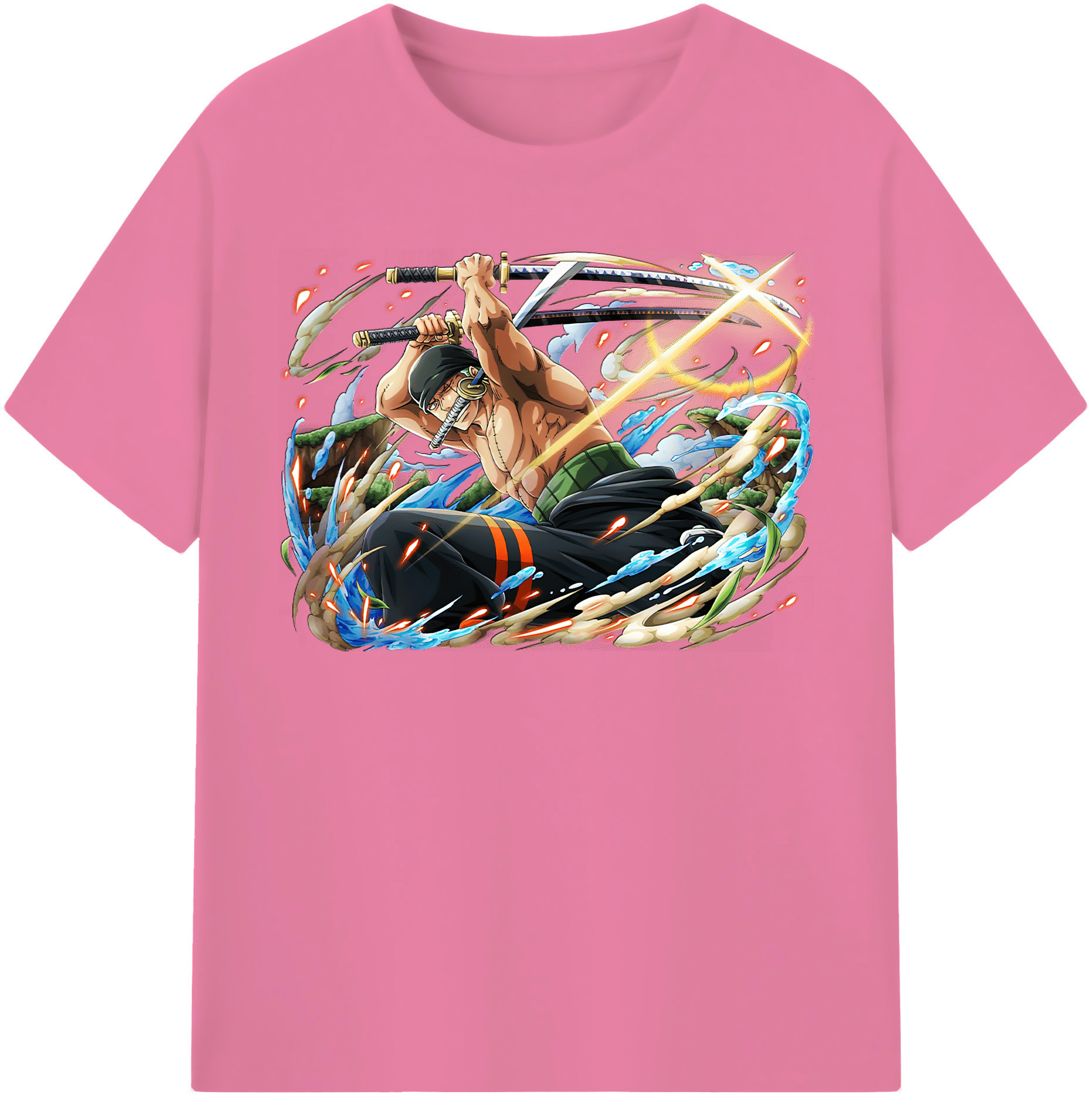 ワンピース ロロノア・ゾロ ONE PIECE Roronoa Zoro 綿100％半袖Tシャツ（フロントプリント）